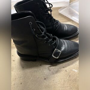 Asos black buckle combat boots